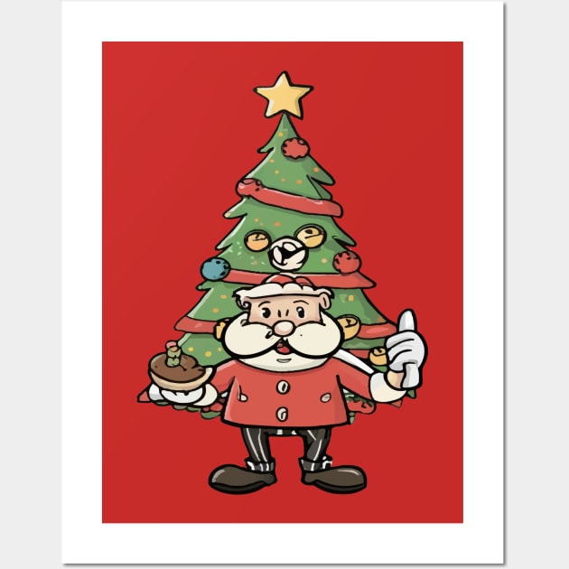 Chef Around The Christmas Tree Wall Art by ArtfulDesign